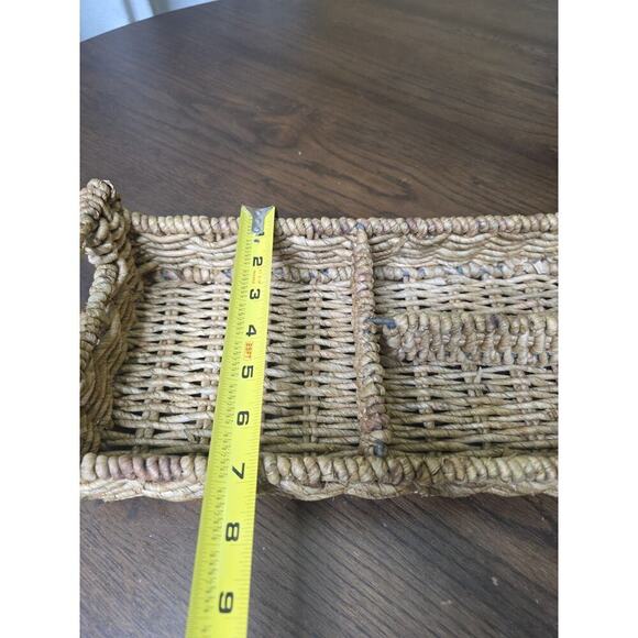 Handwoven Rectangular Wicker Basket with Handles – 14" x 8" – 3 Compartments - Picture 15 of 16